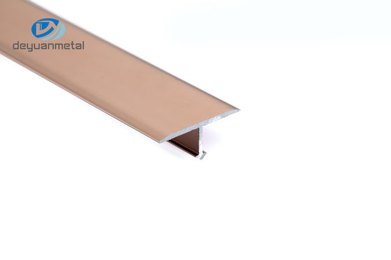 6063 آلومینیوم رزگلد T Profiles T5 Temper Andizing T Shape Metal Transition Trim for Decorating Wall Hotel